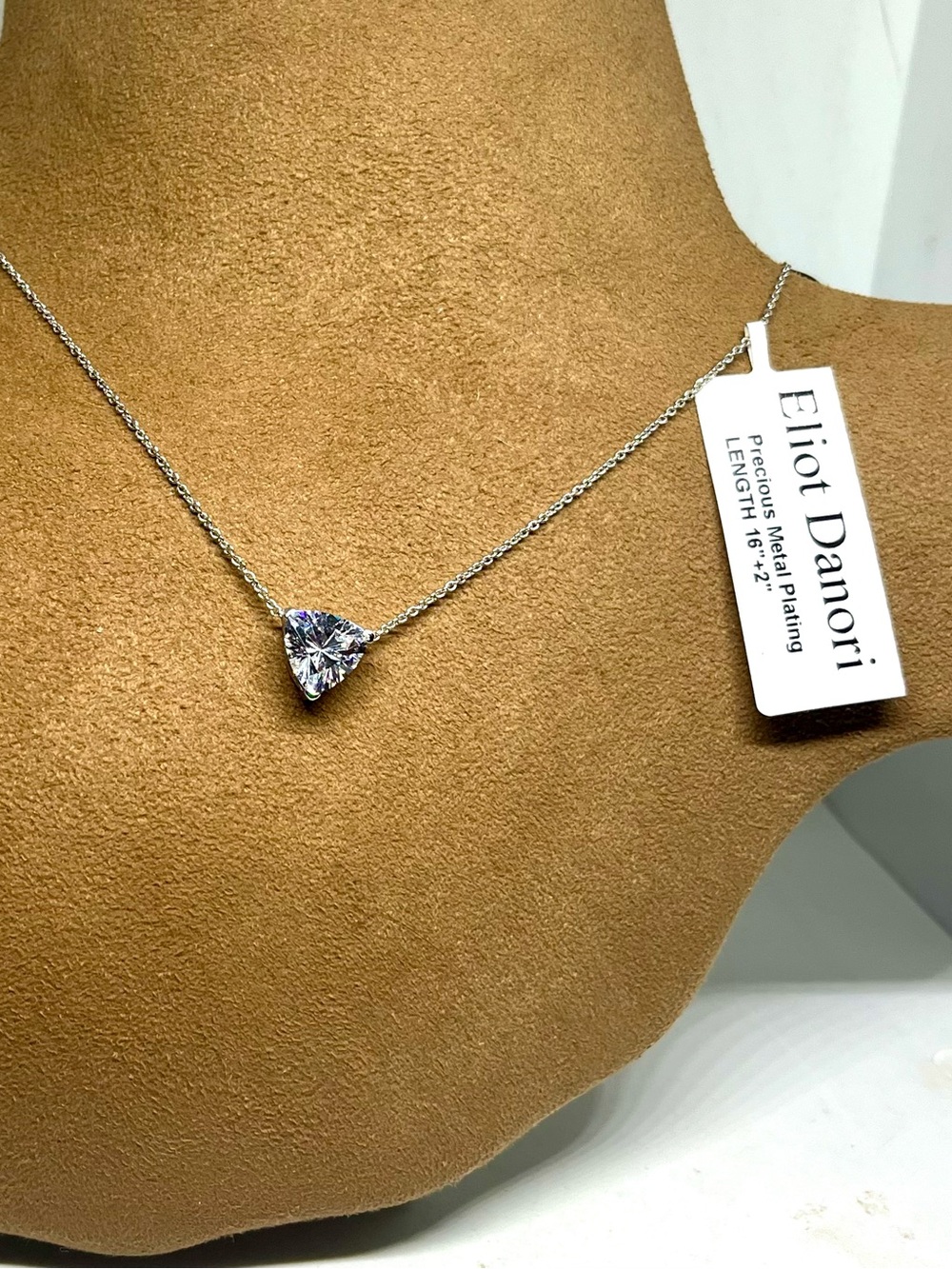 Eliot Danori Silver Plated Triangle CZ Pendant Necklace